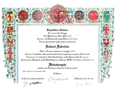 studio fisioterapico scanavino roberi torino - laurea dr. roberi